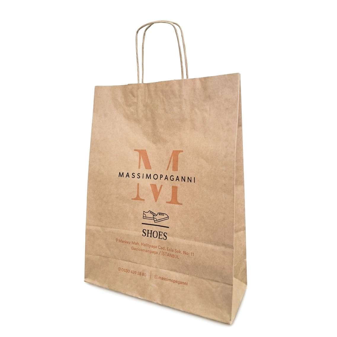 Burgu Saplı Kraft Çanta 31x12x41