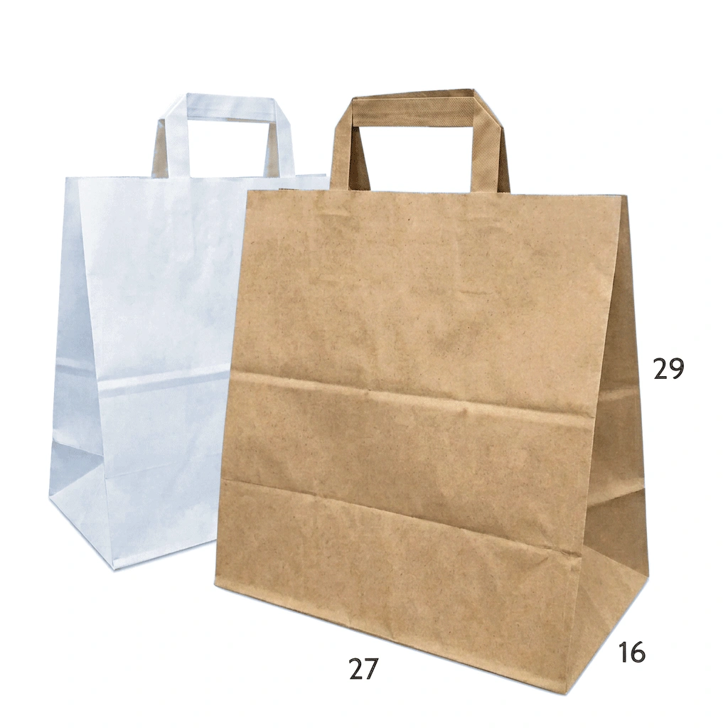 Düz (Flat) Saplı Kraft Çanta 27x16x29